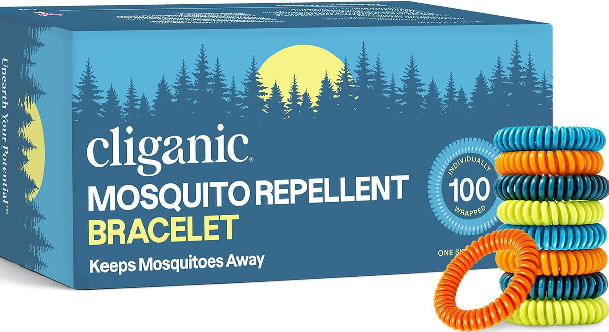 Cliganic Mosquito Repellent Bracelets for Kids & Adults, Natural, 10 Pack