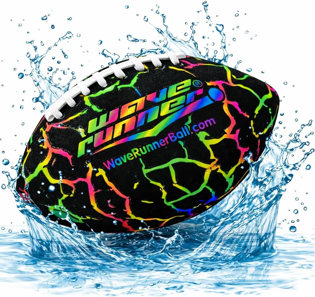 Wave Runner Water Football for Pool and Beach | Waterproof Football for Outdoor Games for Adults, Teens, and Kids - Lightweight Pool Toys, Easy Wet Grip, Outdoor Summer Toy