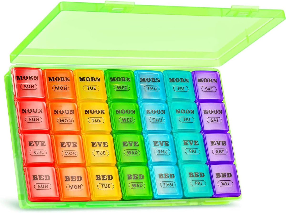 Mossime Pill Organizer 4 Times a Day, XL Weekly AM PM Pill Box, 7 Day Large