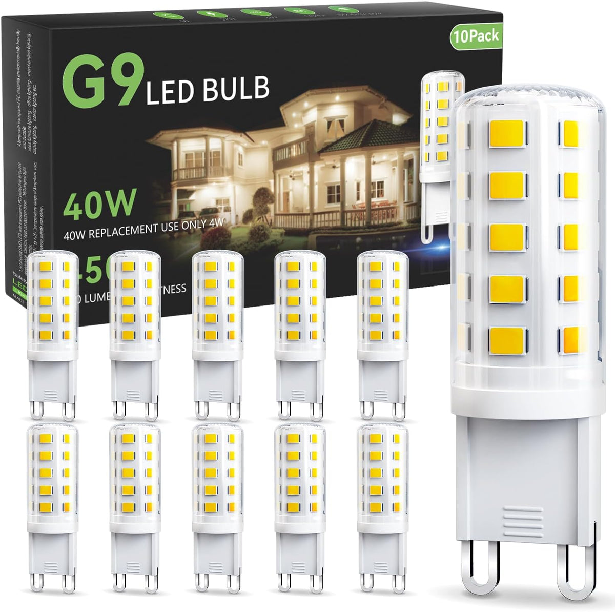 TJOY G9 LED Bulb 4W, 3000K Warm Soft White 6 Pack, 40 Watt Eq, G9 Base,120V