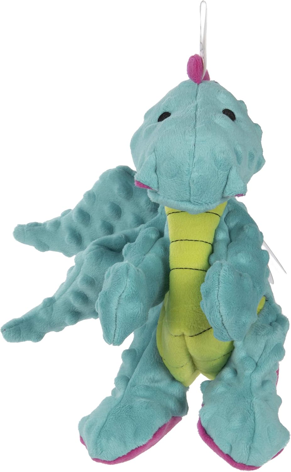 goDog Bubble Plush Dragons Squeaky Dog Toy, Chew Guard Technology - Coral, Large