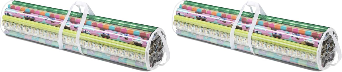 Whitmor 6044-4924 Clear Gift Wrap Organizer - Zippered Storage for 25 Rolls