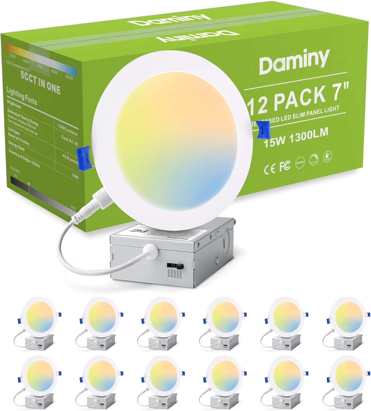 DAMINY 12 Pack 6 Inch LED Recessed Lighting, Canless Wafer Downlight