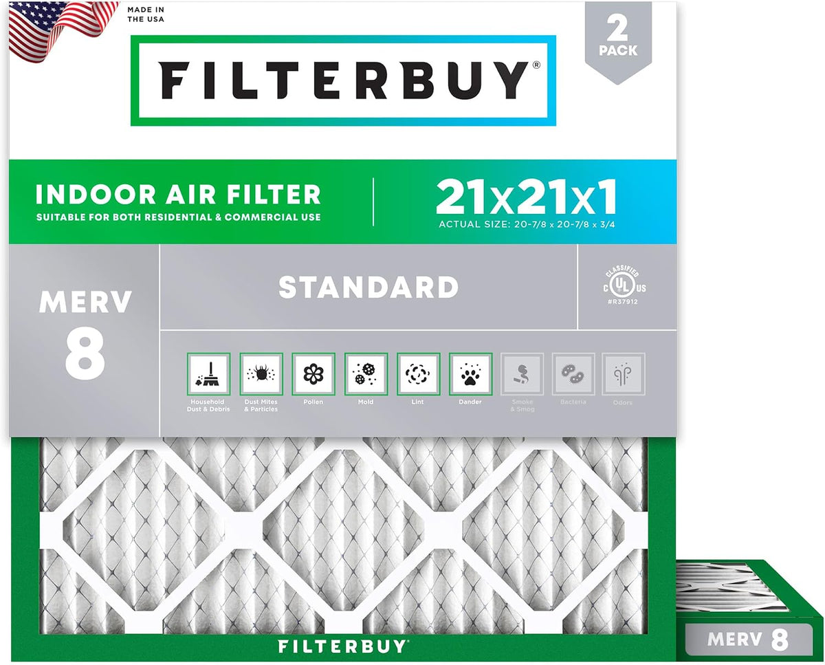 Filterbuy 20x25x4 Air Filter MERV 8 Dust & Allergy Defense (2-Pack)