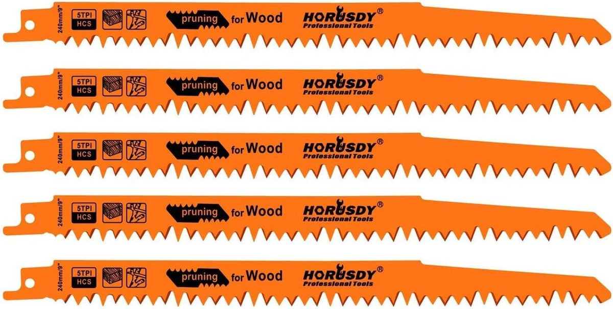 HORUSDY 10-Piece Reciprocating Saw Blades Set - Professional Sawzall Blades for Wood, Metal, Drywall & Plastic - High Carbon Steel Pruning Saw Blades - Compatible with DeWalt, Milwaukee & More