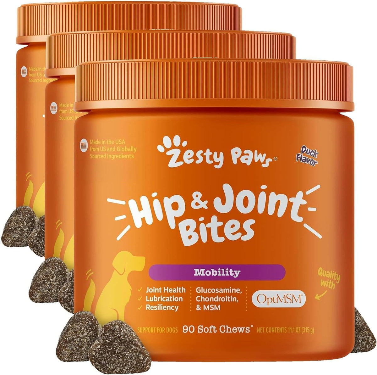 Zesty Paws Glucosamine for Dogs - Dog Joint Supplement, Bacon, 90 Ct