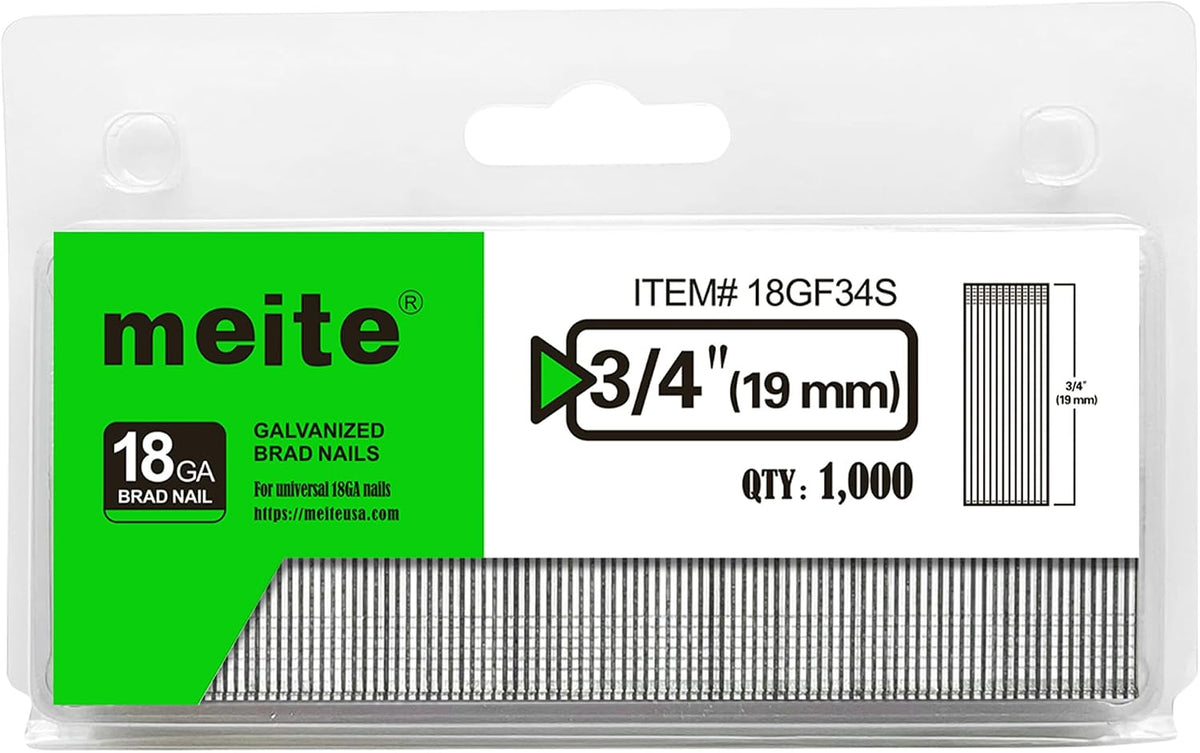 meite 18 Gauge Brad Nails, 2 Inch 18GA Brad Nails Galvanized Small Finishing Nail Gun Nails for Pneumatic, Electric Brad Nailer Gun (1,000 Counts)