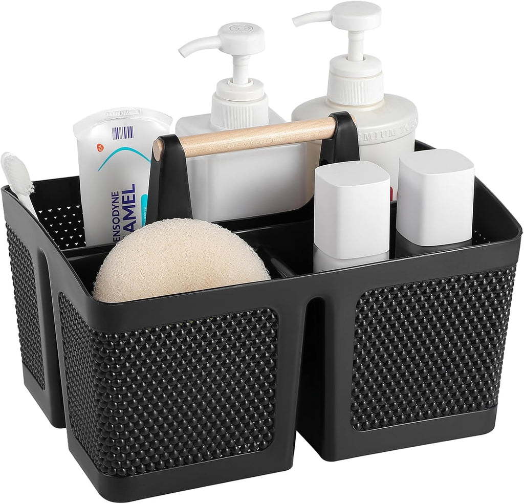 rejomiik Portable Shower Caddy Basket Plastic Cleaning Caddy Organizer Storage Tote with Handle for Bathroom, College, Dorm Room Essentials, White