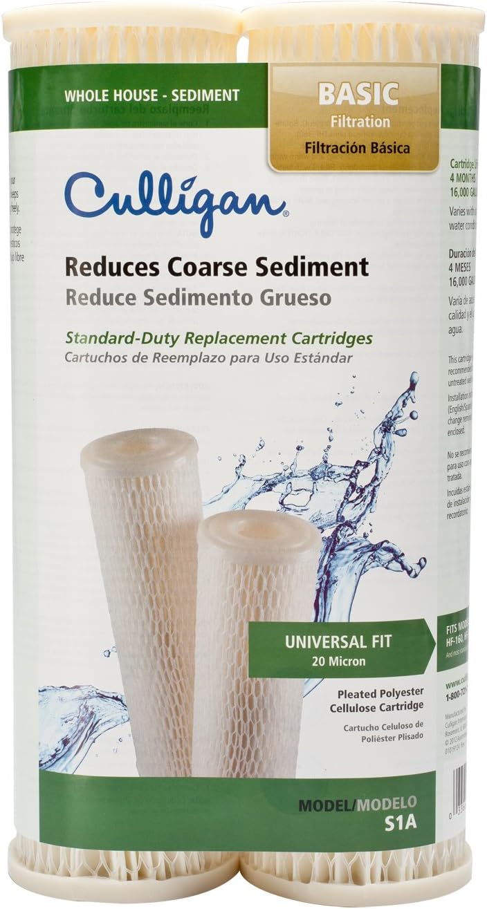 Culligan P5 Whole House Water Filter - Premium Water Filter Reduces Sediment, Dirt & Scale Particles for Clean Drinking Water - 8,000 Gallons, Value 4-Pack, White
