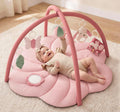Blissful Diary Baby Play Gym & Activity Mat, Oversize Leaf Shaped Baby Play Mat w 6 Detachable Toys, Tummy Time Mat Promote Motor Skills & Sensory Development Mat, Newborn Infant Baby Essentials Gift