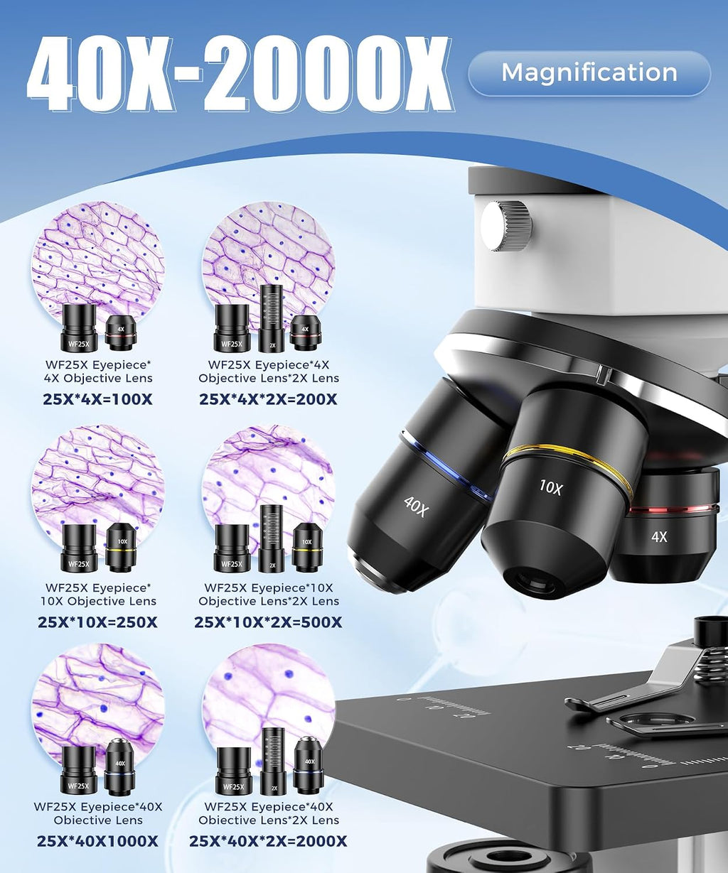 PalliPartners Compound Microscope for Adults & Students, White