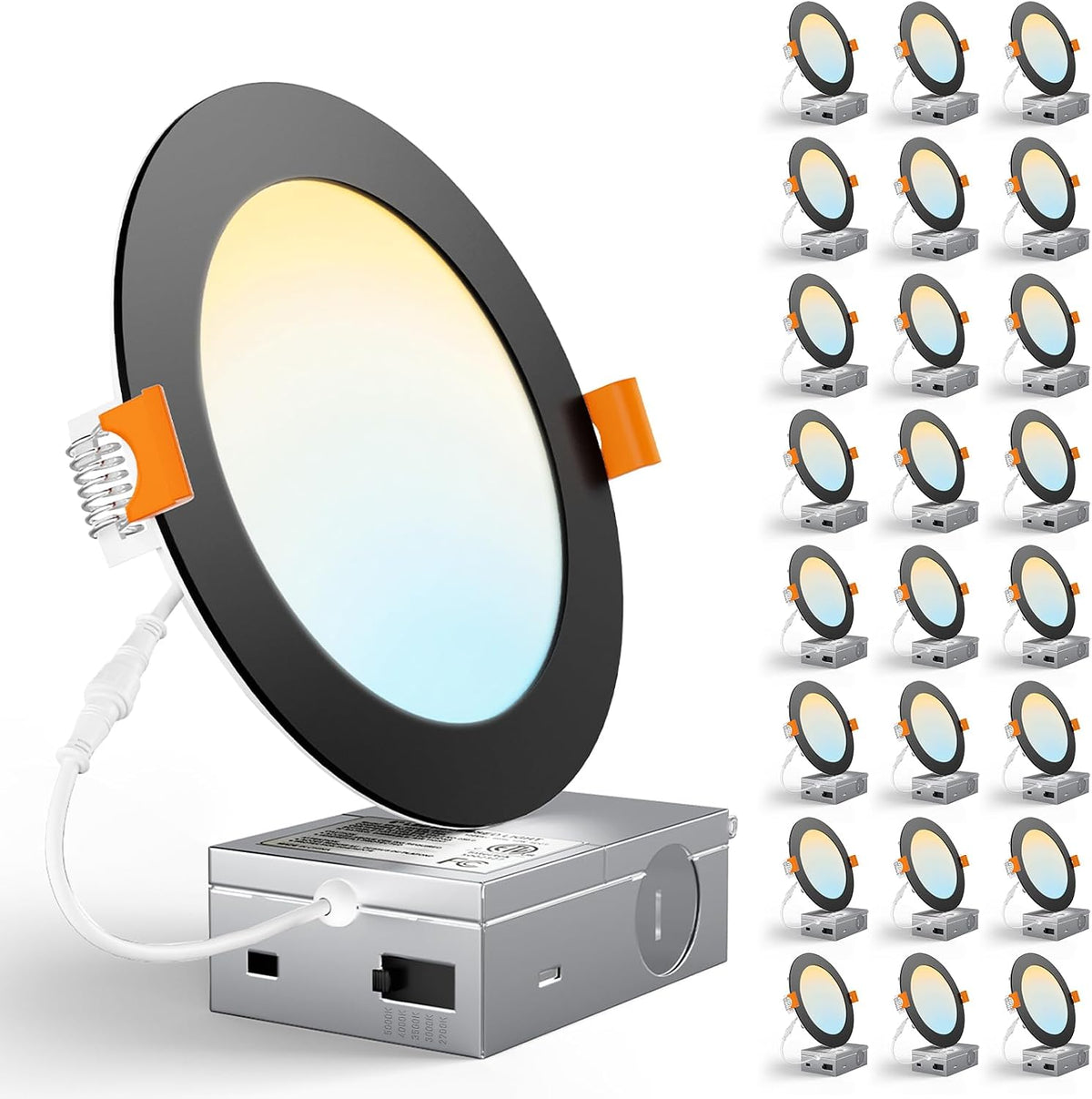 CHARKEE 24 Pack 6 Inch Ultra-Thin 5CCT LED Recessed Ceiling Light,Canless