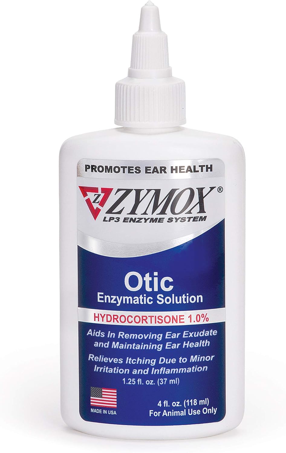 Zymox Otic Enzymatic Solution for Dogs and Cats to Soothe Ear Infections with 1% Hydrocortisone for Itch Relief, 1.25oz