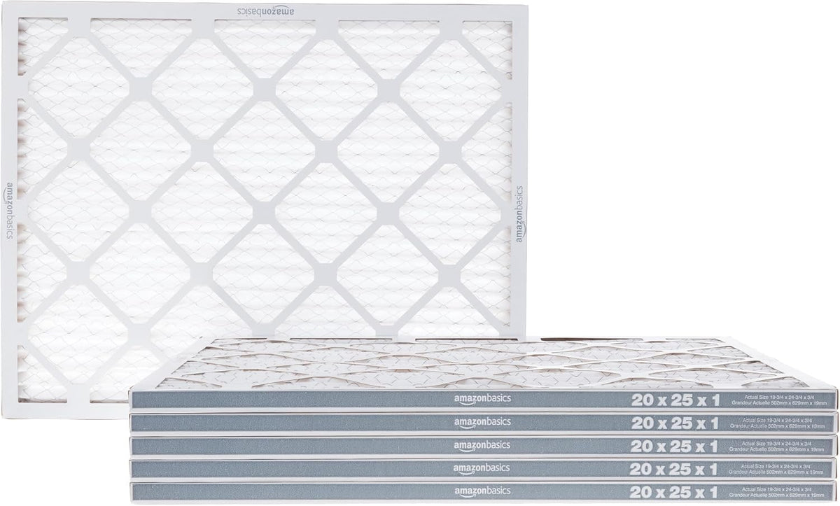 Amazon Basics MERV 5 AC Furnace Air Filter, 20x20x1 inches, 6-Pack (Actual size: 19.75" x 19.75" x 0.75")