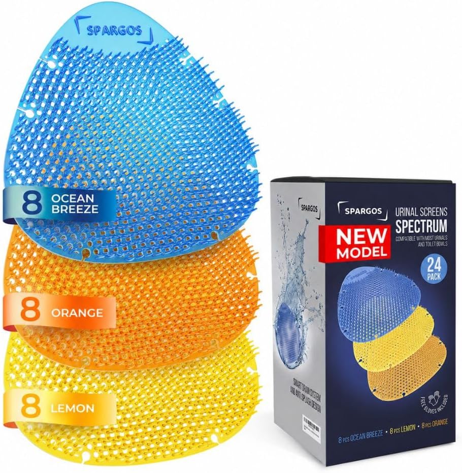 Spargos Urinal Screen Deodorizer, 24 Pack Blue Cakes