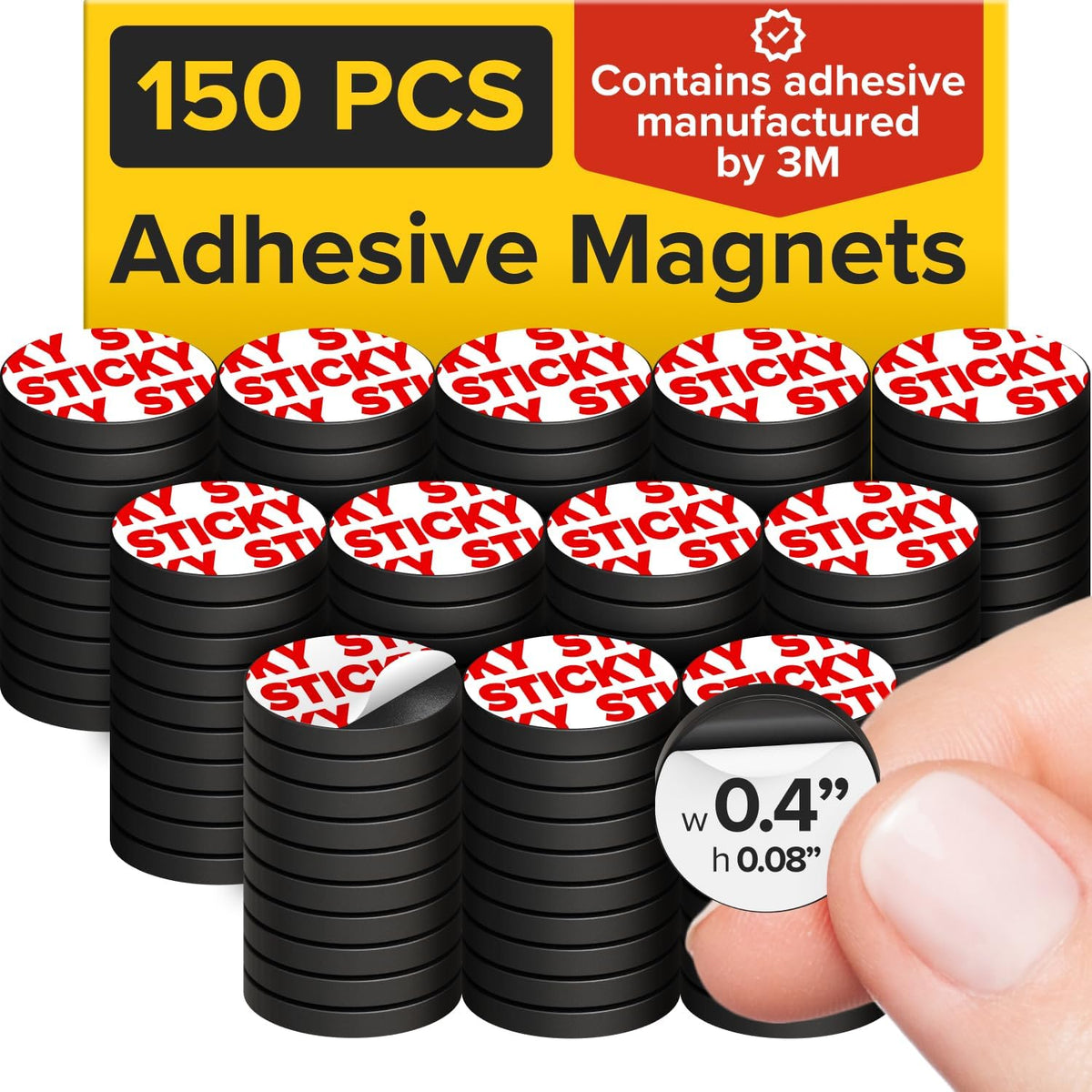 Sticky Flexible Adhesive Magnets for Crafts, 0.8"x0.08" (20x2mm), 120 pcs