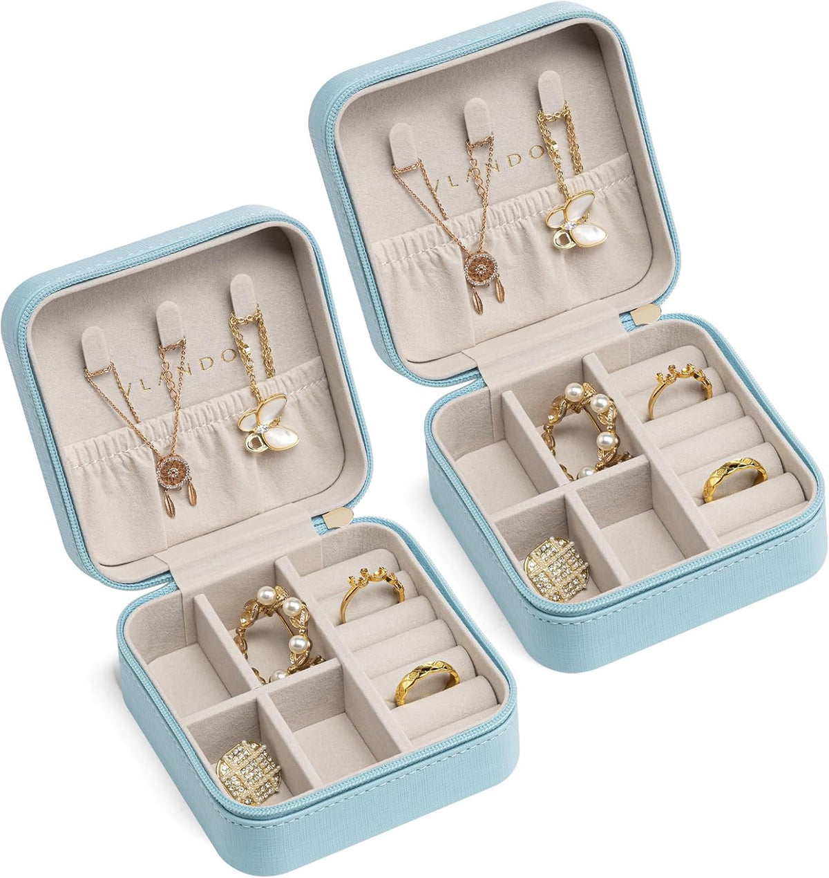 VLANDO Travel Jewelry Case, Compact Design, Necklace Hook, Anti-Tangle