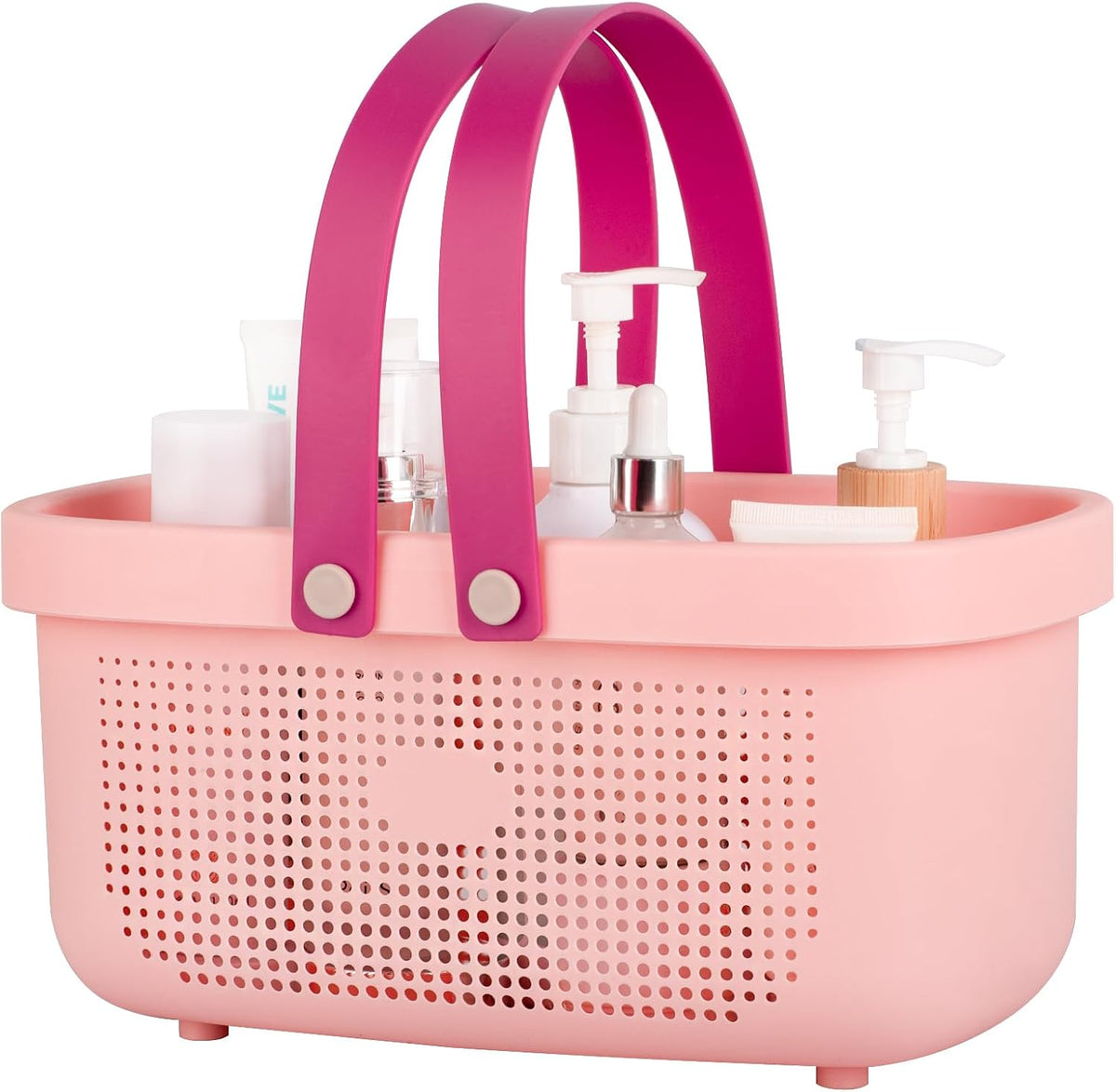 JiatuA Plastic Storage Basket with Handle Portable Shower Caddy Tote Organizer Basket Bin for Bathroom Kitchen Dorm Room Bedroom, Green