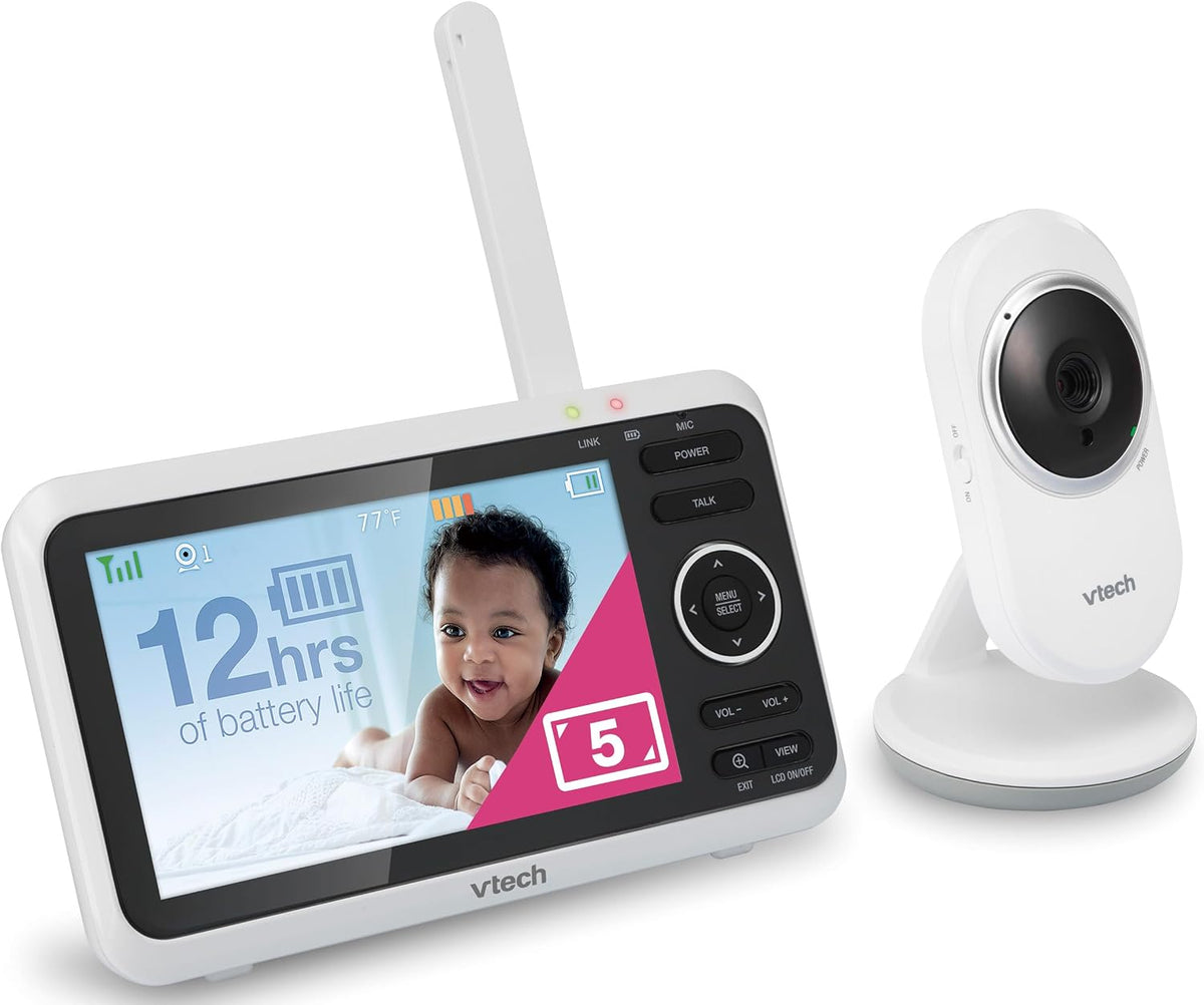 VTech Baby Monitor No WiFi – 19Hr Video Battery, 1000ft Range, Night Vision, Two-Way Talk, Temperature Sensor, Sound-Activated Screen, Lullabies | VM819