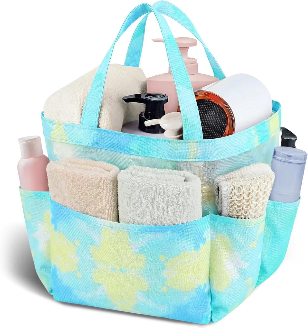 Mesh Shower Caddy Portable - 9 Pockets, Shower Bag for Dorm Room Camping