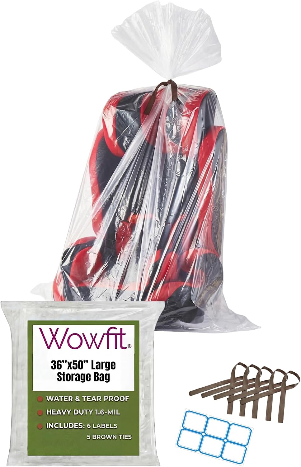 Wowfit Giant Large Plastic Bags for Furniture, Chairs, 45x65, 5 CT, 3 Mil