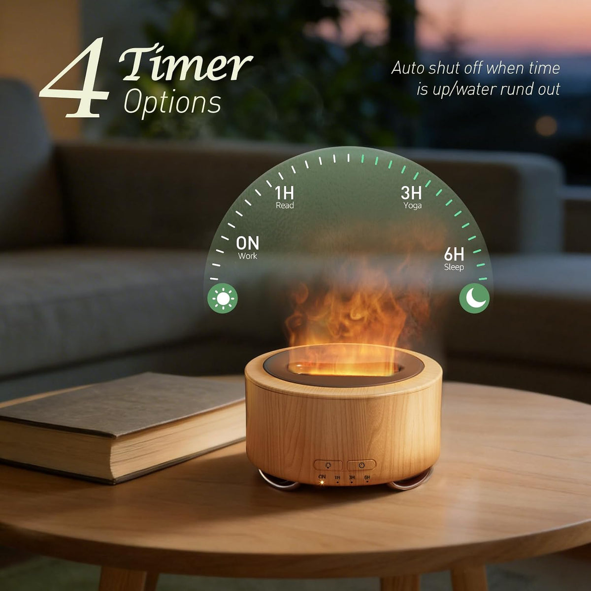 Essential Oil Diffuser for Home: 500ml Fireplace Flame Light