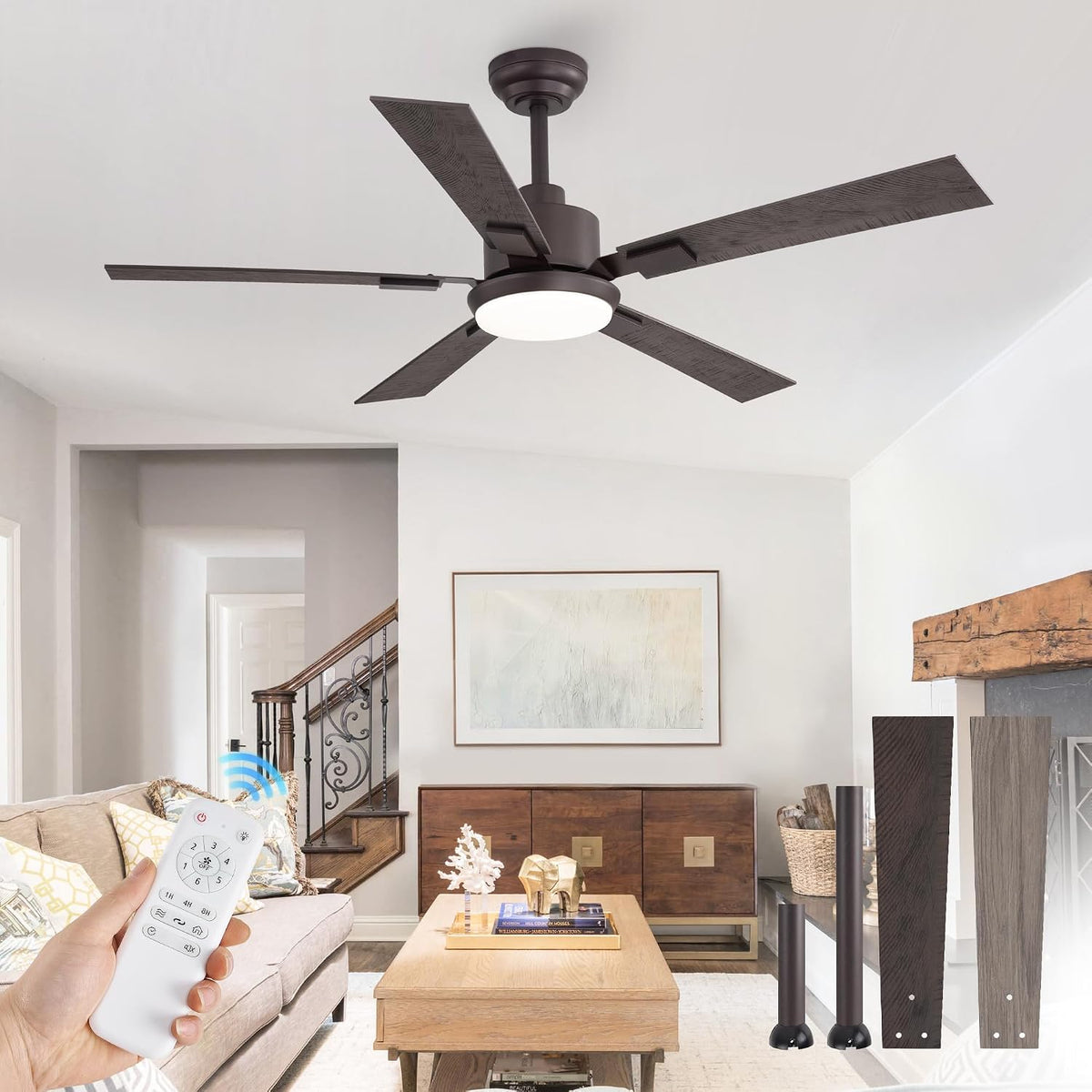 ZMISHIBO 72" Ceiling Fans with Lights for Patio, Living Room, Remote