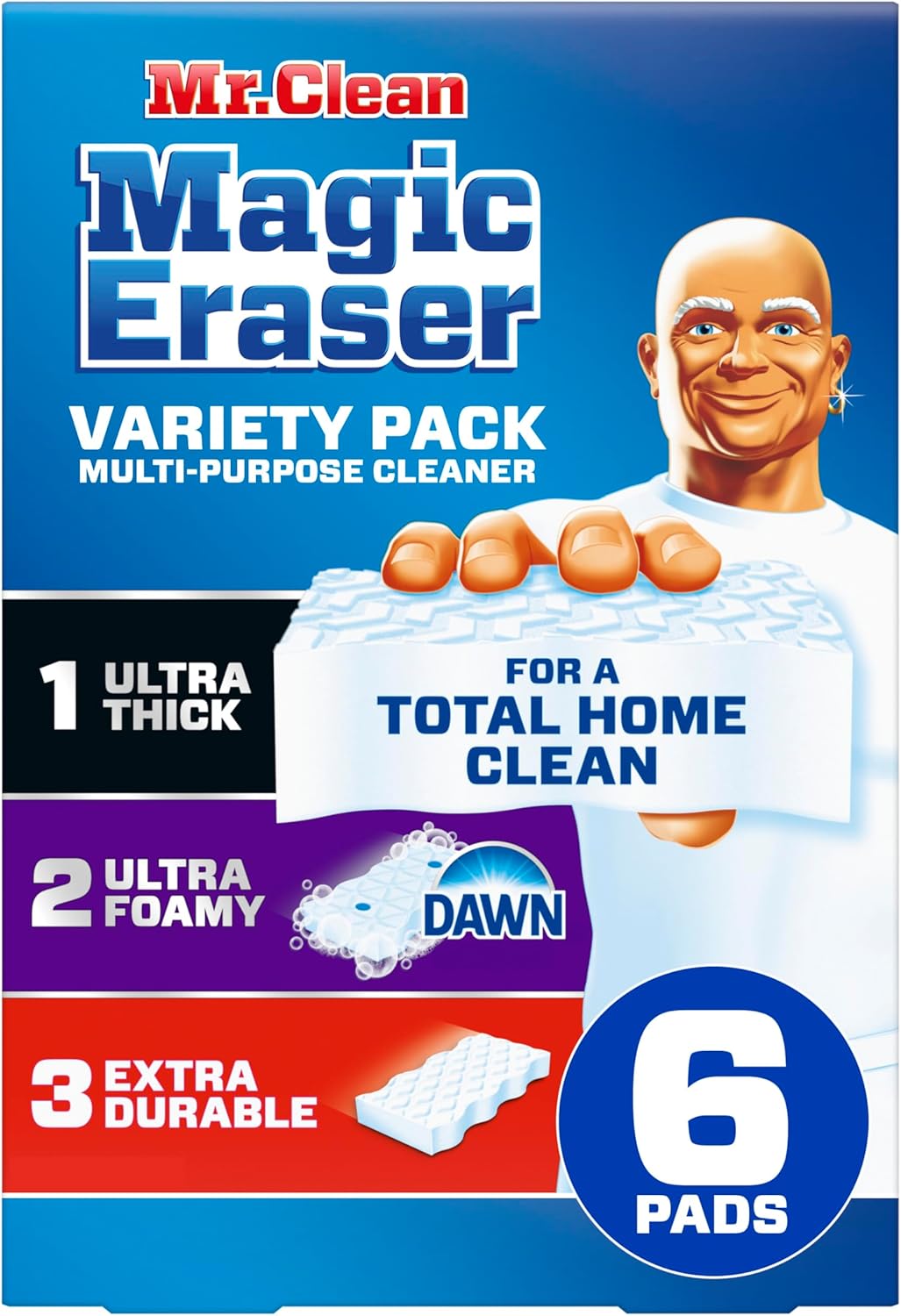 Mr. Clean Magic Eraser Sponge, All Purpose Cleaner, Cleaning Scrubber, Wall, Kitchen, Bathroom, Shower Cleaner, Melamine Sponge, Cleaning Pads, Variety Pack, 5 Extra Durable, & 3 Grease Magic Erasers