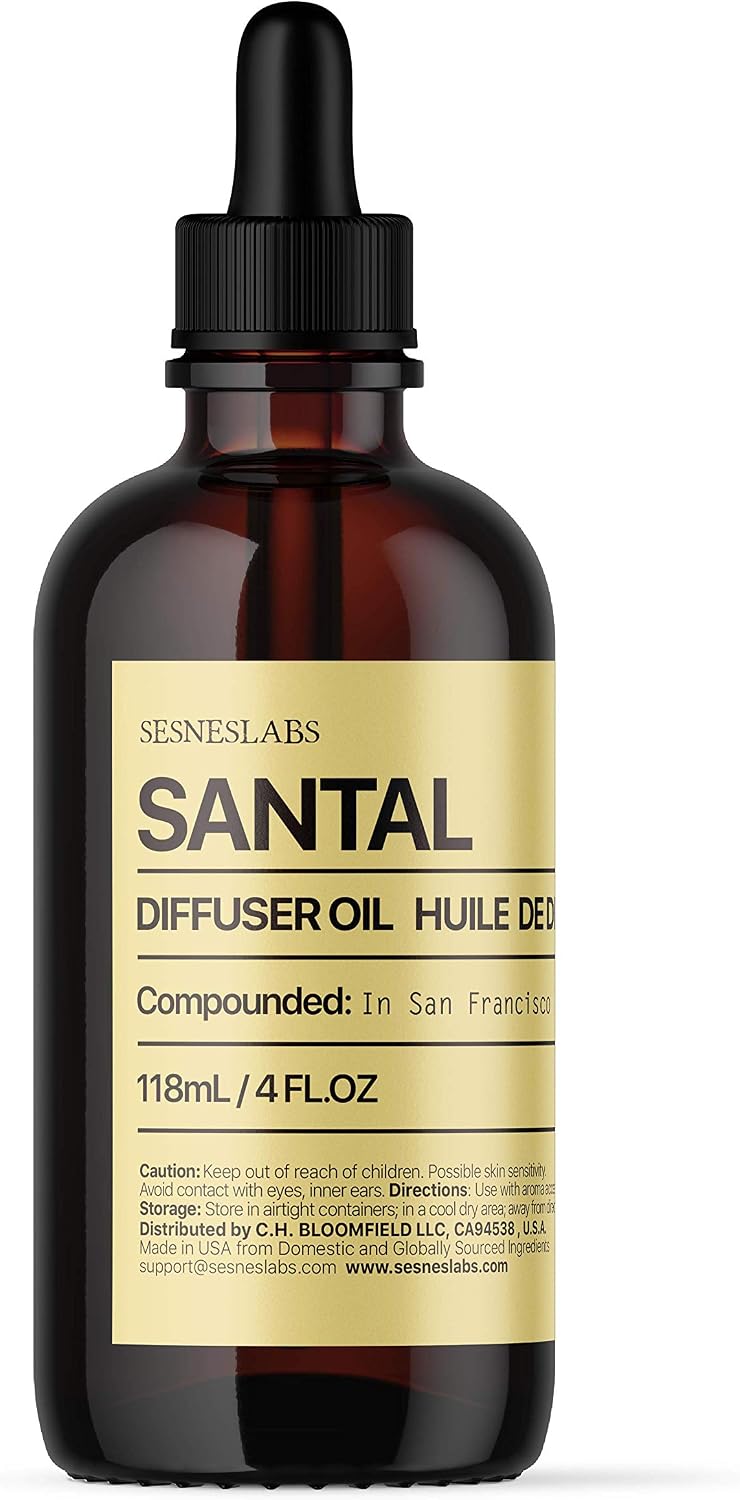 sesneslabs Santal Diffuser Oil, Niche Scent, Amber Coco Vanilla Cedar Sandalwood Musk Essential Oils Blend for Ultrasonic Diffuser Scent Projects(.33 oz/10 ml)
