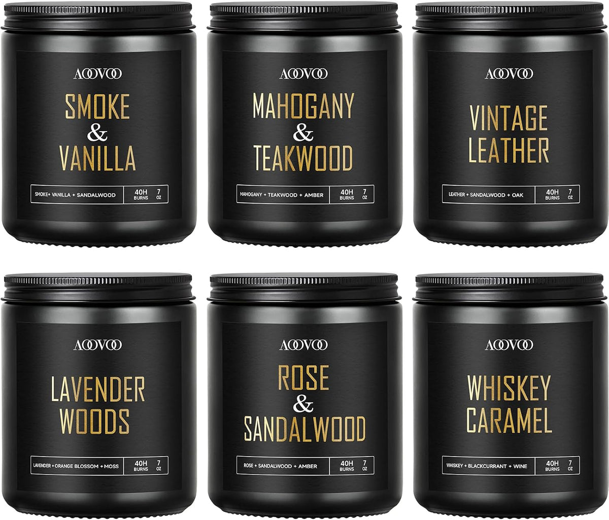 AOOVOO 6 Pack Fall Candles Set - 42oz Autumn Candle Gift for Home Scented