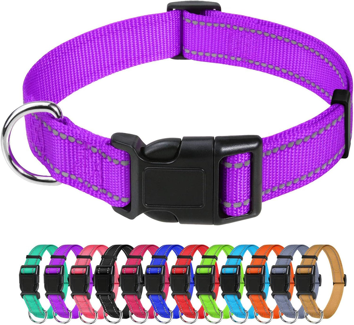TagME Small Dog Collar, Reflective Puppy Collar, Sky Blue, 3/8" Width