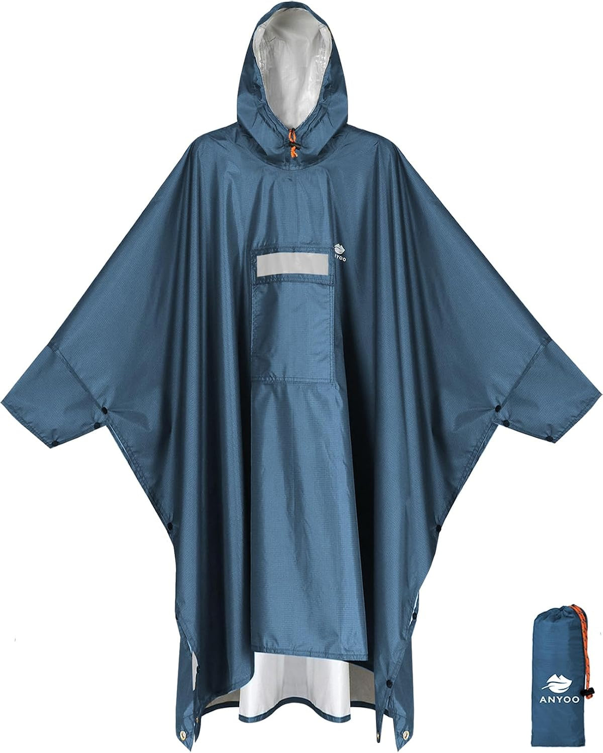 ANYOO Hooded Rain Poncho for Adult Waterproof Lightweight Raincoat