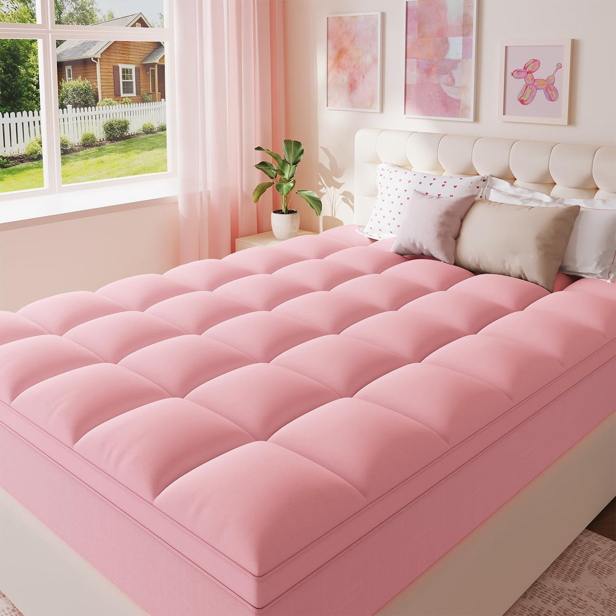 ELEMUSE Twin XL Mattress Topper for College Dorm, Thick Pillow Top Bed Pad