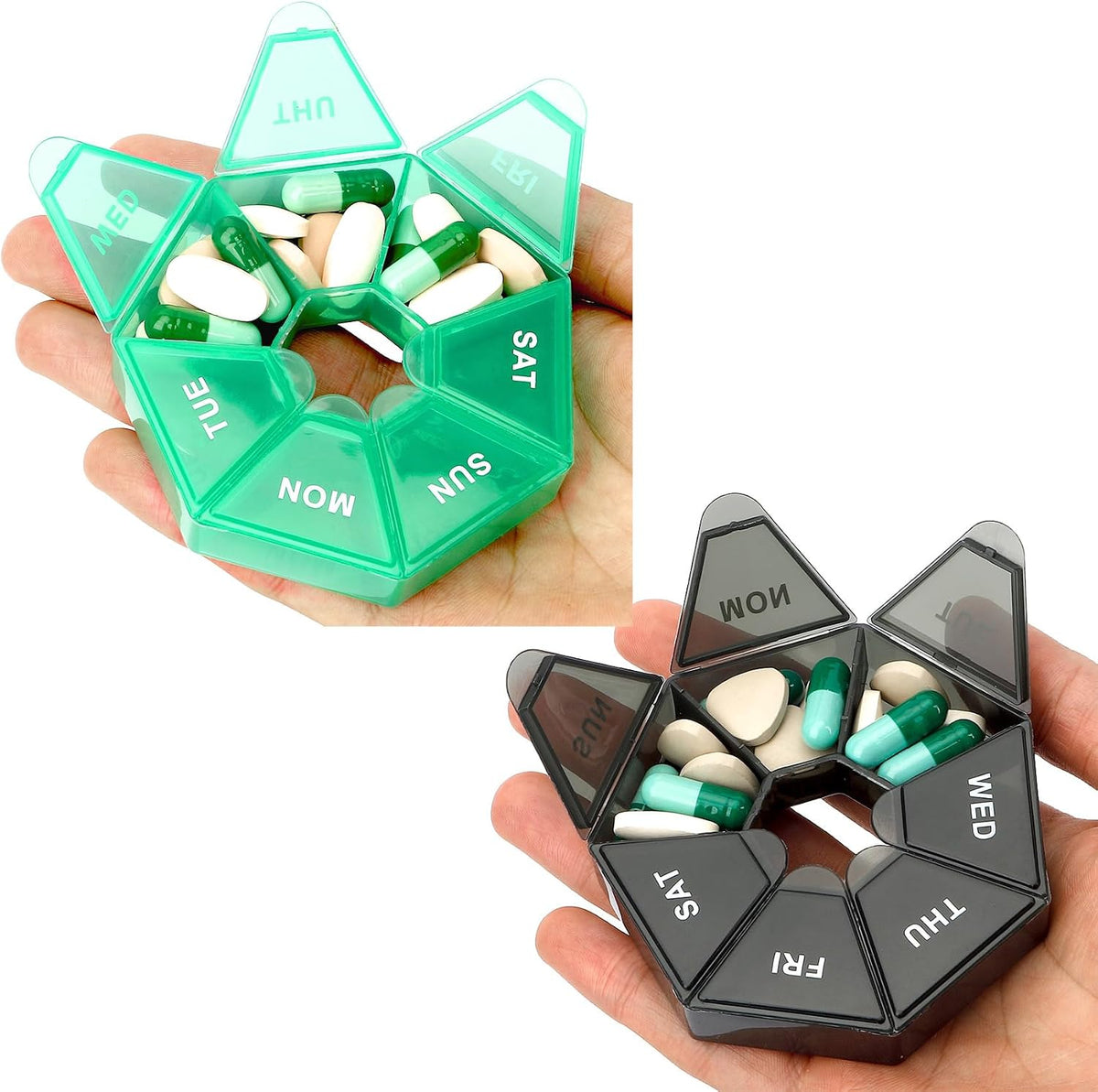 Pill Organizer, Pill Box, Small Pill Case, Medicine Pill Organizer 1 Time a Day, Weekly Pill Organizer, Pill Container, Pill Holder, Daily Pill Organizer Travel Pill Organizer 7 Day (Black)