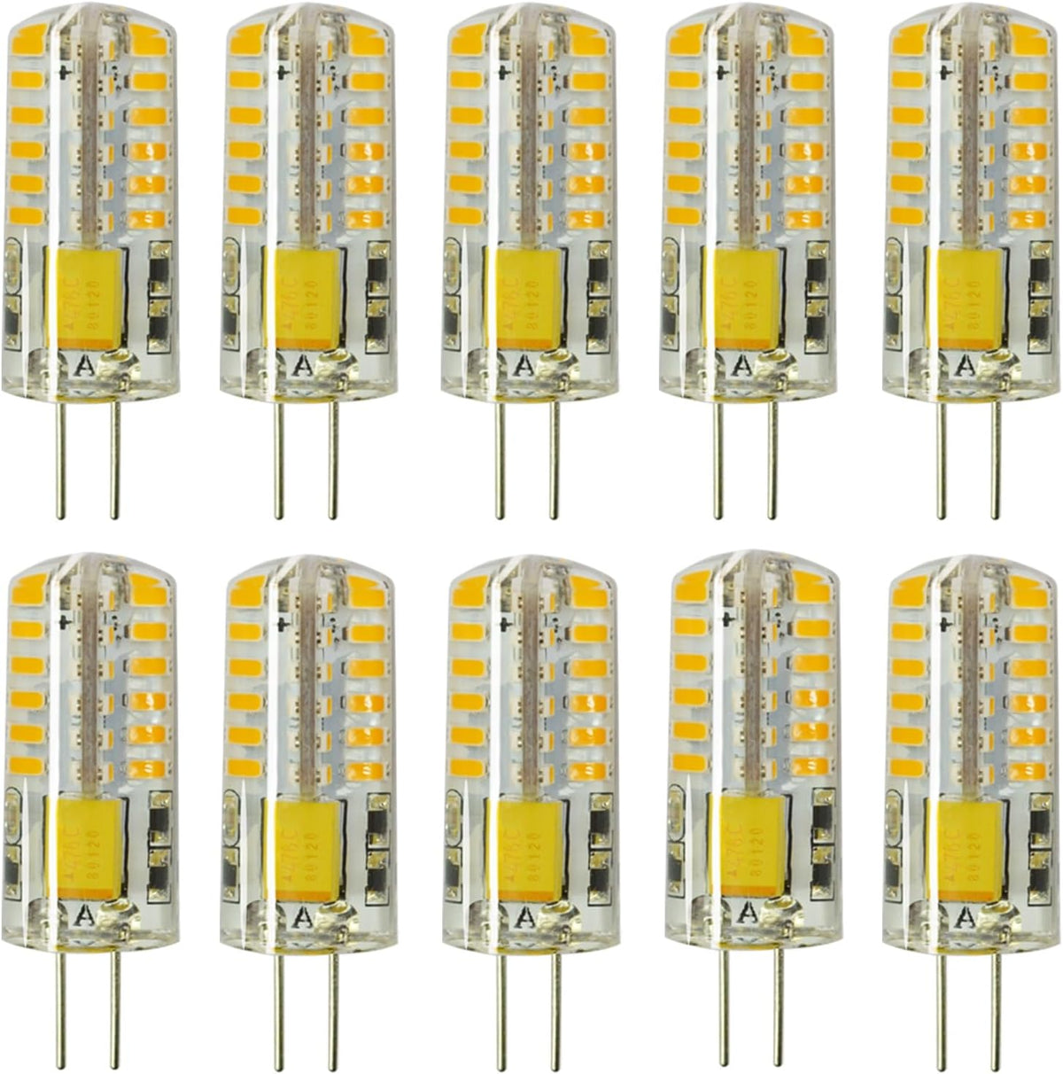 RAYHOO 10pcs G4 LED Bulbs JC Bi-Pin Base Light Bulbs 3W AC/DC 12V 20W-30W T3 Halogen Bulb Replacement Landscape Bulbs(Warm White 3000K)