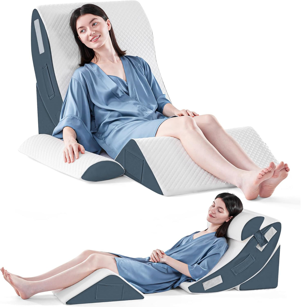 Yojoker 4PCS Orthopedic Bed Wedge Pillow Set for Sleeping, Post Surgery Foam Pillow for Body, Back and Leg Pain Relief, Triangle Adjustable Support Pillow - Acid Reflux, Anti Snoring & GERD Sleeping