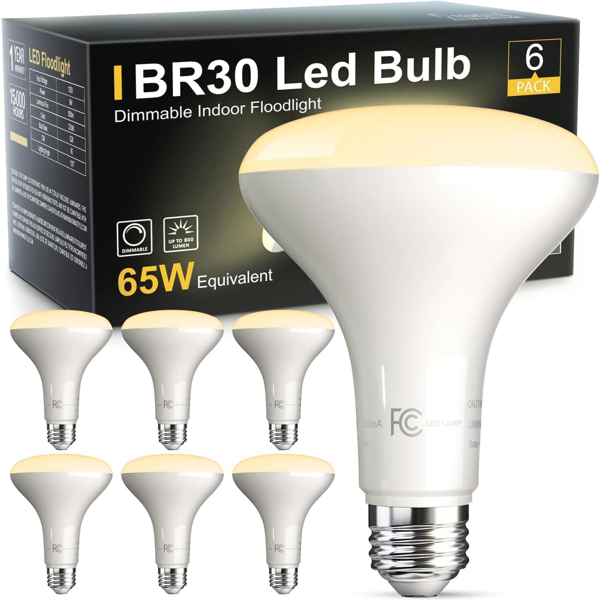 TJOY 12 Pack BR30 Flood Light Bulb Indoor, Soft White Recessed Light Bulbs