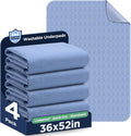 Washable Bed Pads 36" x 72" - 2 Pack, Grey, Waterproof Bed Pads for Incontinence, Bed Wetting Pads for Bed, Sofa, Floor, Resuable Underpads for Adults, Seniors, Pet