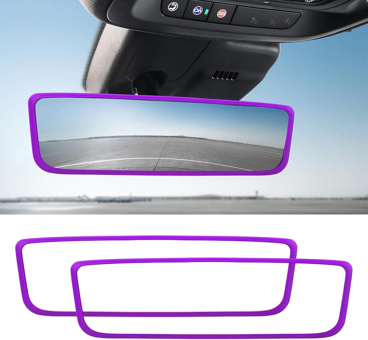 Ohleats Car Rear View Mirror Protector Frame, Edge Cover Trim, Pink