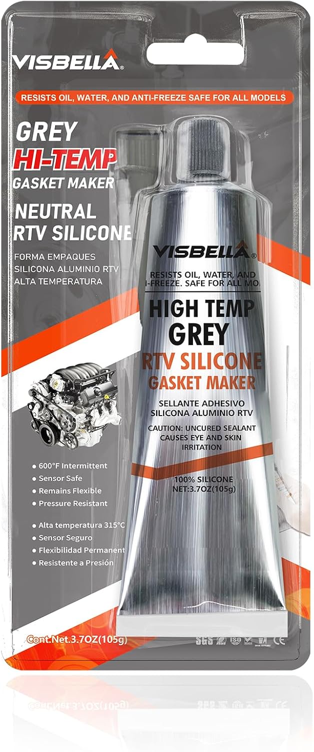 Visbella High Temperature RTV Silicone Gasket Maker, Sealed Oil Resistant Waterproof Quick Dry Liquid for Bonding Internal Combustion, Steam Turbines, Automotive Engine Parts 3.7OZ (Black)