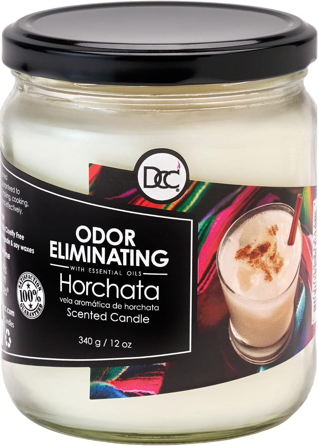 Vanilla Bean Odor Eliminating Highly Fragranced Candle - Eliminates 95% of Pet, Smoke, Food, and Other Smells Quickly - Up to 80 Hour Burn time - 12 Ounce Premium Soy Blend