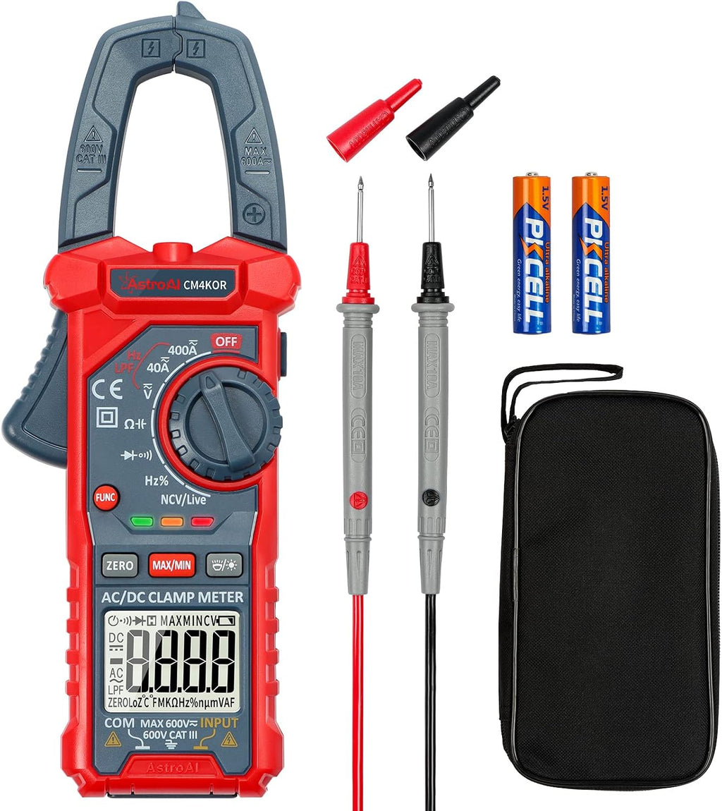 AstroAI Digital Clamp Meter Multimeter 2000 Counts Amp Voltage Tester Auto-ranging with AC/DC Voltage, AC Current, Resistance, Capacitance, Continuity, Live Wire Test, NCV, Blue
