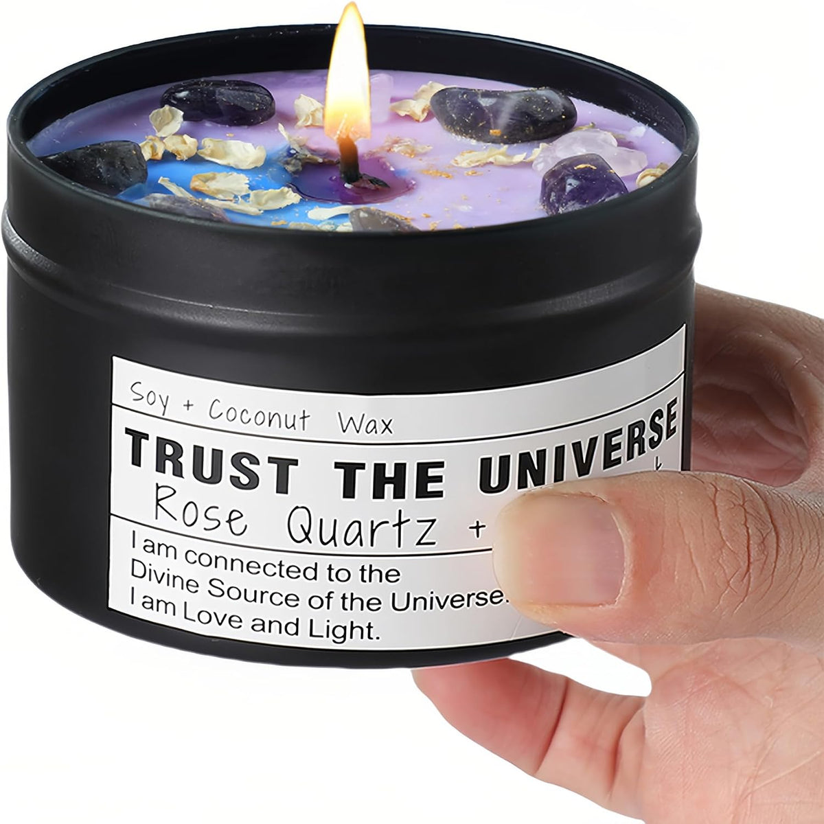 Obsidian Crystal Energy Candle, Good Aura Health Protection, Baltic Amber Chakra Magic Self-Care, Emotional Support, Encouragement and Affirmation Gift.(HEAL)