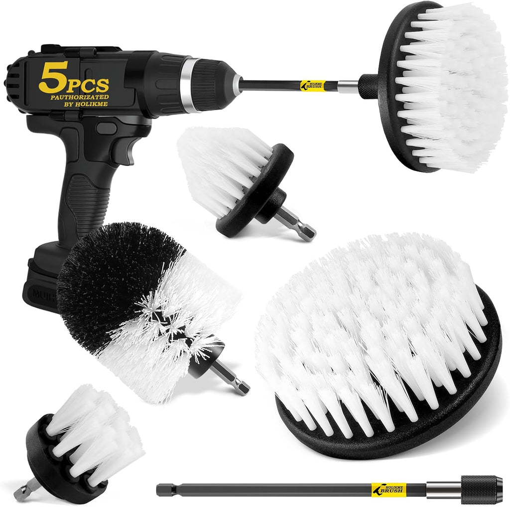 Holikme 5Pack Drill Brush Set with Extension for Car & Bath Detailing