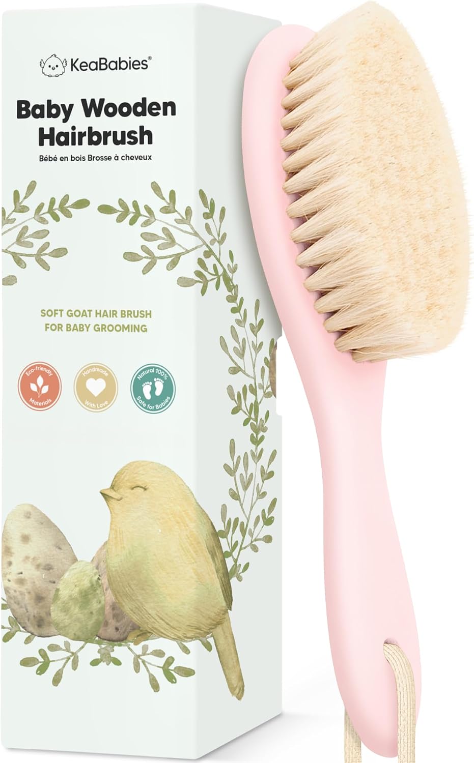 Wooden Baby Hair Brush for Toddler, Infant Cradle Cap (Walnut, Regular)