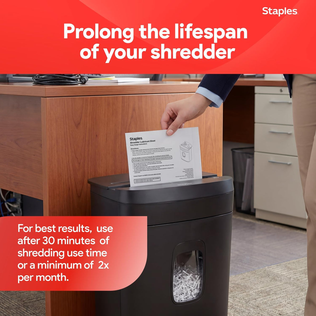 Staples Shredder Lubricant Sheets, Reduces Friction & Noise, 24-Pack