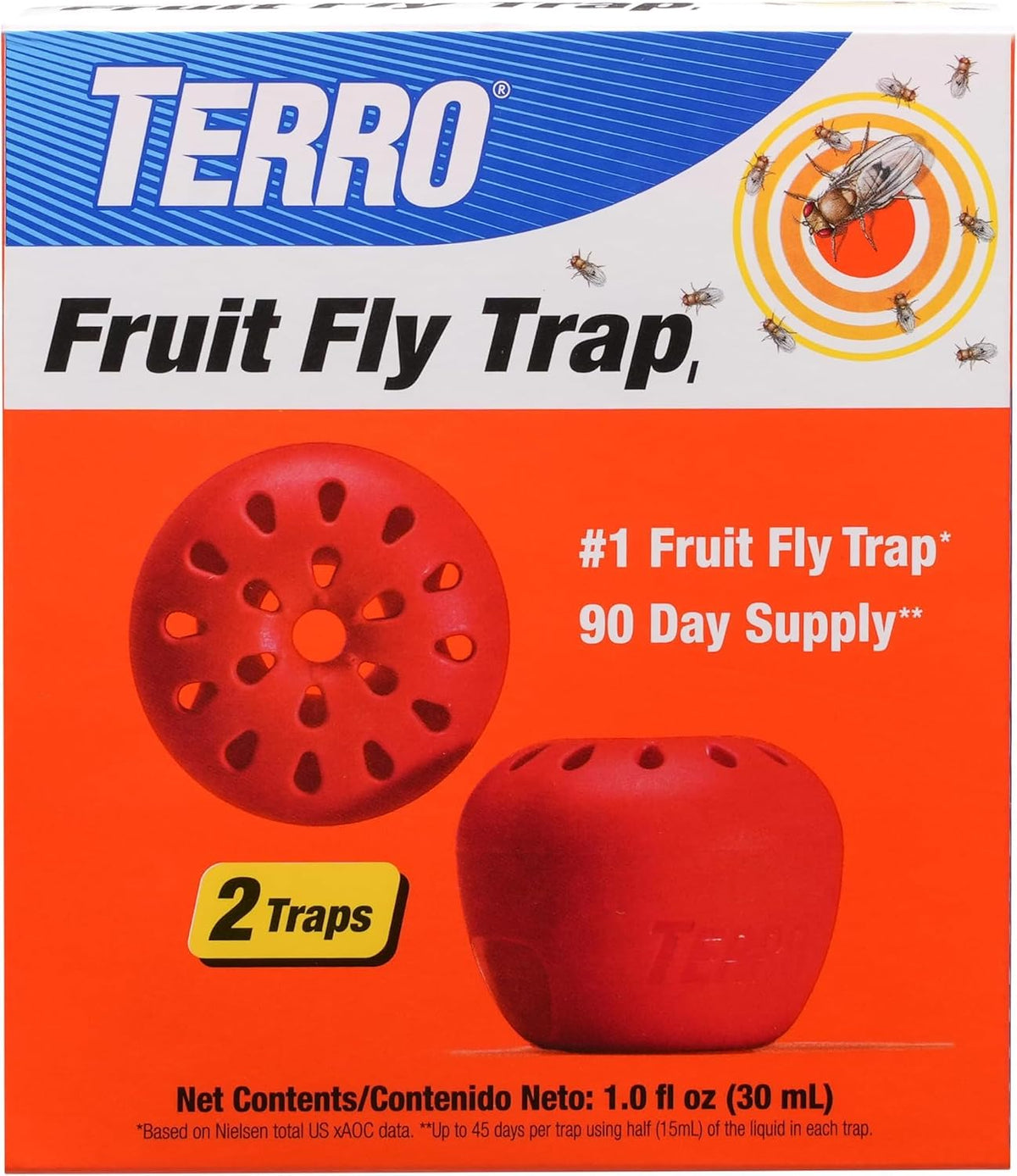 TERRO Fruit Fly Trap Refills, 4 Pack Liquid Bait Replacement for Home