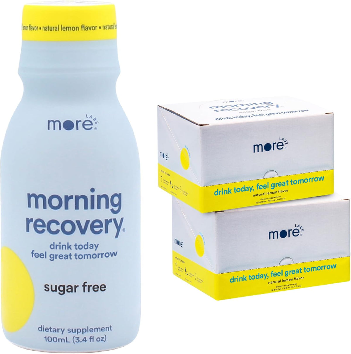 Morning Recovery DHM Electrolyte, Milk Thistle Drink Proprietary Formulation to Hydrate While Drinking, Non GMO, Vegan, Gluten-Free, Sugar-Free Lemon, Pack of 6