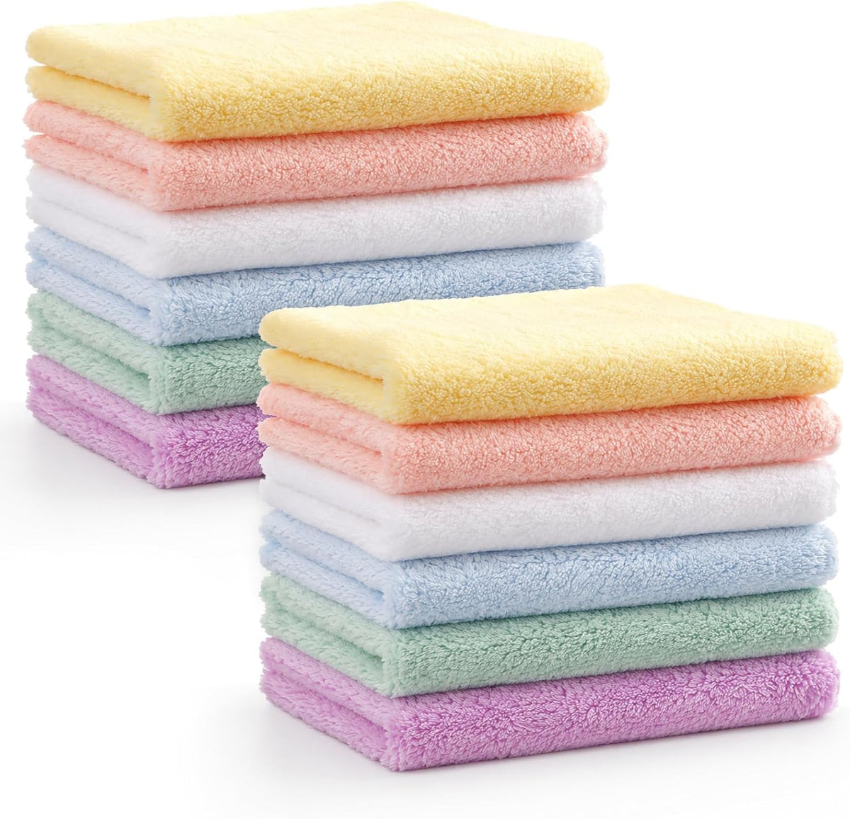 HOMEXCEL Baby Washcloths 24 Pack Microfiber Coral Fleece Soft Wash Cloths