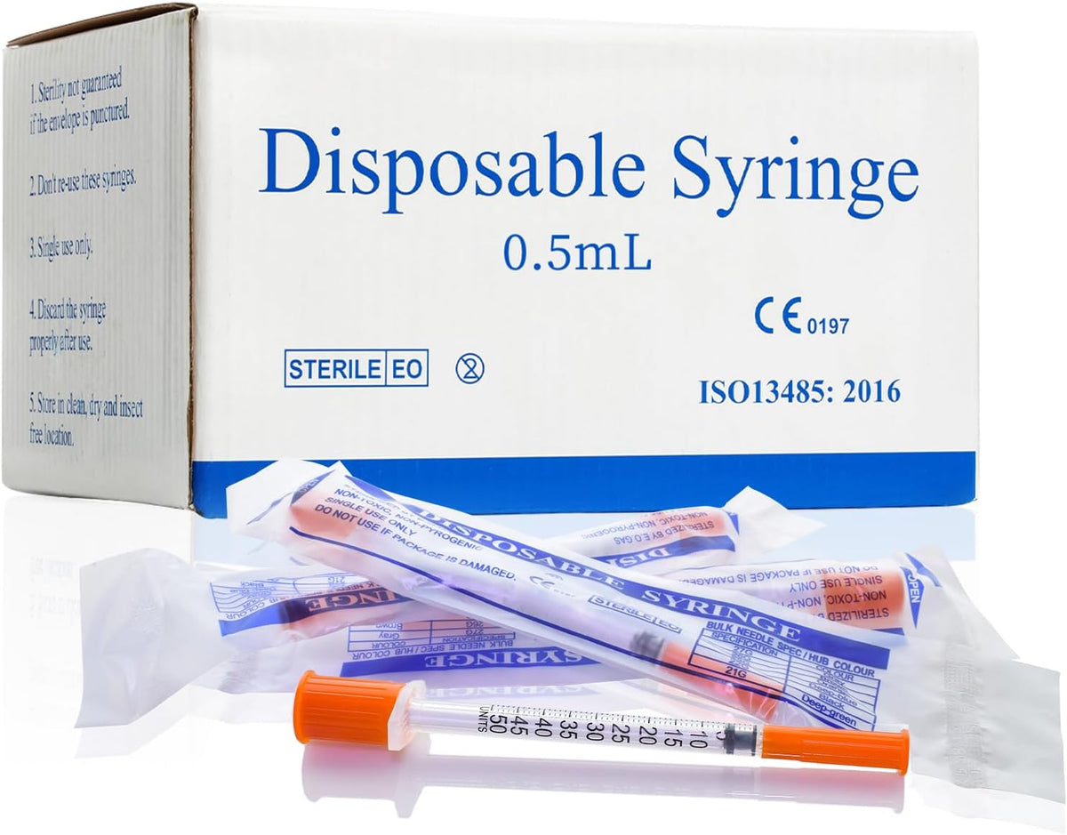 U-100 1ml 31 Gauge 5/16" Syringe, Individually Packed 100 PACK